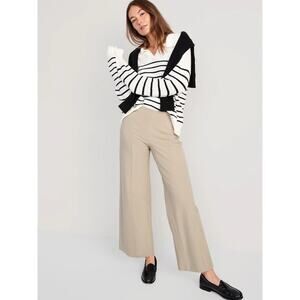 Old Navy High Rise Pull On Pixie Wide Leg Pants Mocha Taffy Career Womens XXL